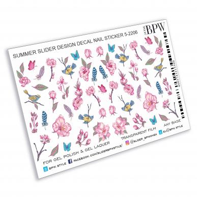 Слайдер дизайн Розовые цветы и бабочки из каталога Цветные на любой фон в интернет-магазине BPW.style