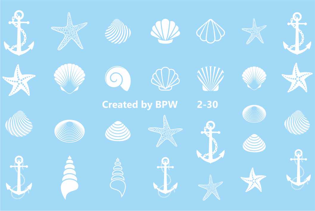 Слайдер-дизайн Белые ракушки из каталога Цветные на любой фон в интернет-магазине BPW.style