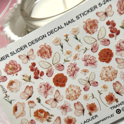 Слайдер-дизайн Микс розовые бабочки и цветы из каталога Цветные на любой фон, в интернет-магазине BPW.style