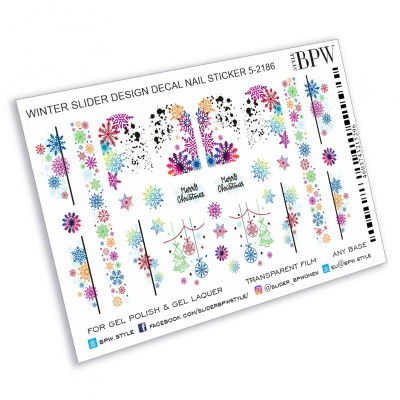 Слайдер дизайн Разноцветные снежинки из каталога Цветные на любой фон, в интернет-магазине BPW.style