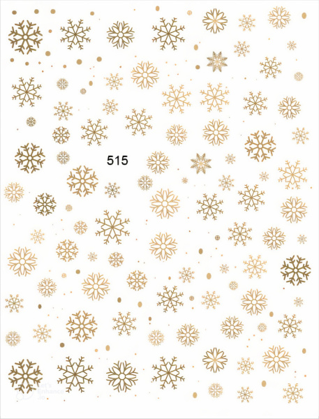 Наклейки для ногтей Золотые снежинки 515 из каталога Наклейки для ногтей в интернет-магазине BPW.style