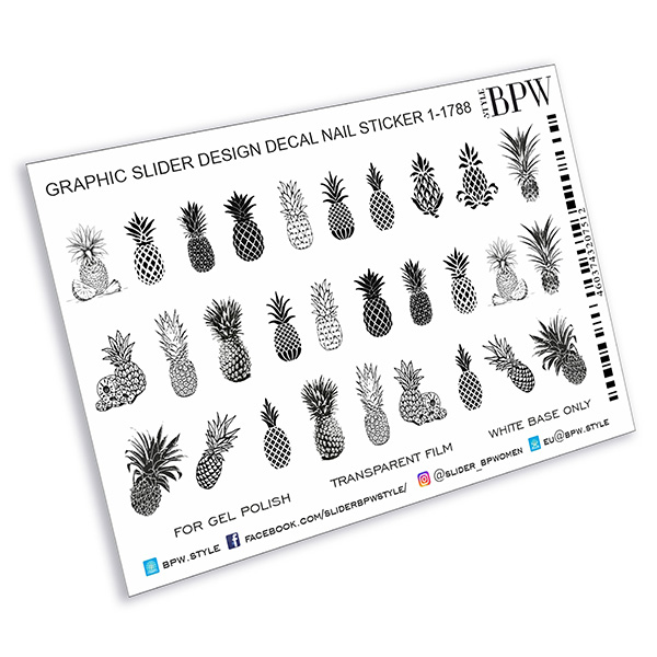 Слайдер-дизайн Ананасы графика из каталога Слайдер дизайн для ногтей в интернет-магазине BPW.style