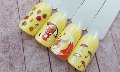 Фото Осенний дизайн ногтей с лисичками из категории Мастер-классы с нашими слайдерами
