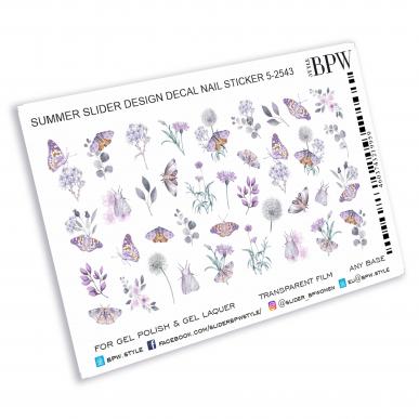 Слайдер-дизайн Лиловые бабочки и цветы из каталога Цветные на любой фон в интернет-магазине BPW.style