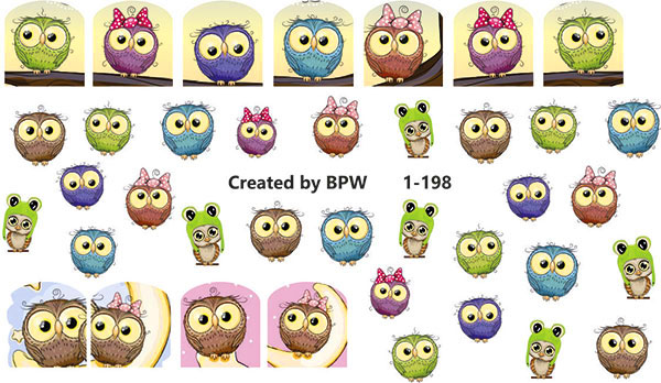 Слайдер-дизайн Маленькие совы из каталога Цветные на светлый фон в интернет-магазине BPW.style