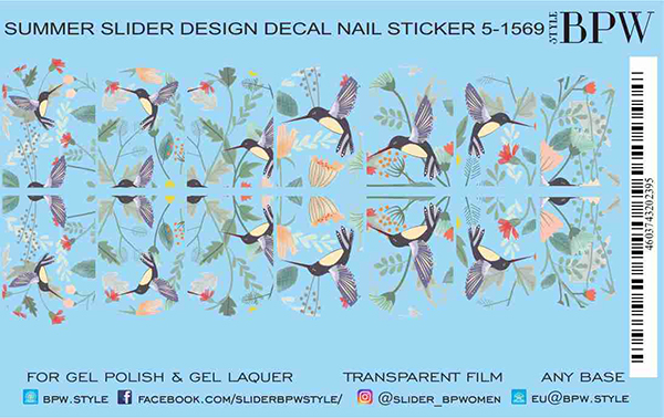Слайдер-дизайн Цветы и колибри из каталога Цветные на любой фон в интернет-магазине BPW.style