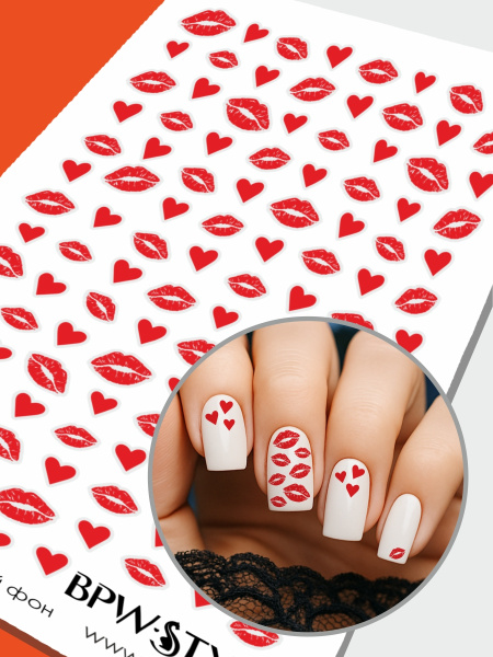 Слайдер-дизайн без вырезания Сердечки и губы из каталога Цветные на любой фон в интернет-магазине BPW.style