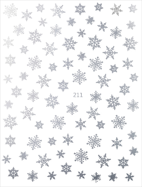 Наклейки для ногтей Серебряные снежинки 211 из каталога Наклейки для ногтей в интернет-магазине BPW.style