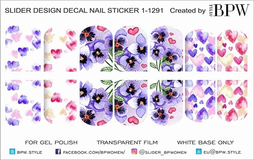 Слайдер-дизайн Сердечки и фиалки из каталога Цветные на светлый фон в интернет-магазине BPW.style