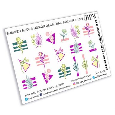 Слайдер-дизайн Геометрия с цветами из каталога Слайдер дизайн для ногтей в интернет-магазине BPW.style