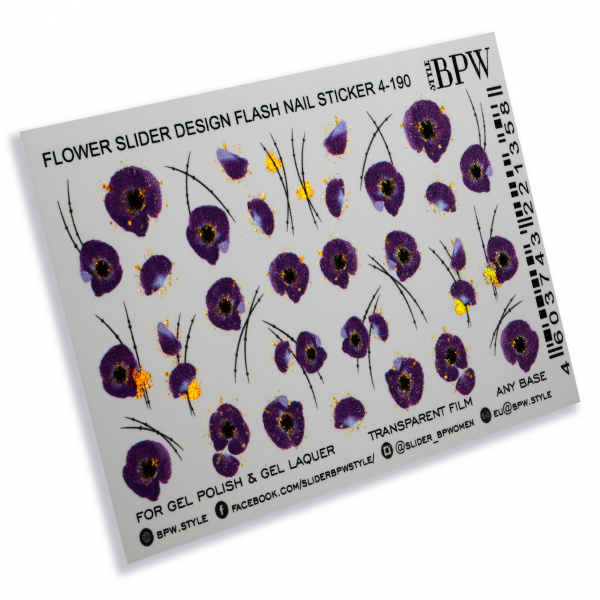 Слайдер-дизайн металлик  Фиолетовые цветы с золотом из каталога FLASH СЛАЙДЕРЫ в интернет-магазине BPW.style