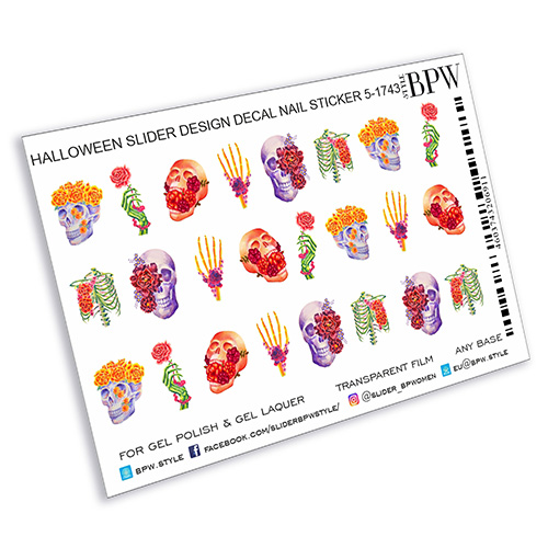 Слайдер-дизайн  Черепа с цветами из каталога Цветные на любой фон в интернет-магазине BPW.style
