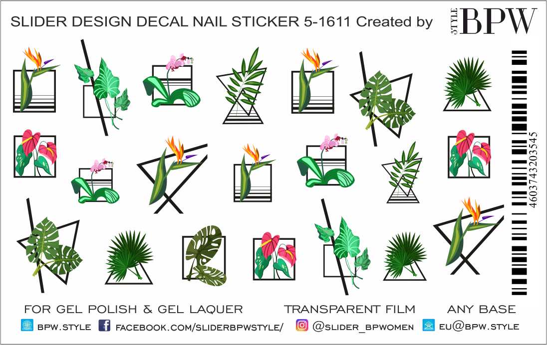 Слайдер-дизайн Геометрия с тропическими листьями из каталога Цветные на любой фон в интернет-магазине BPW.style