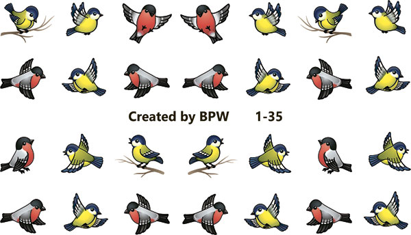 Слайдер-дизайн Снегири и синицы из каталога Цветные на светлый фон в интернет-магазине BPW.style