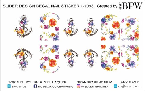 Слайдер-дизайн Якорь с цветами из каталога Цветные на любой фон в интернет-магазине BPW.style