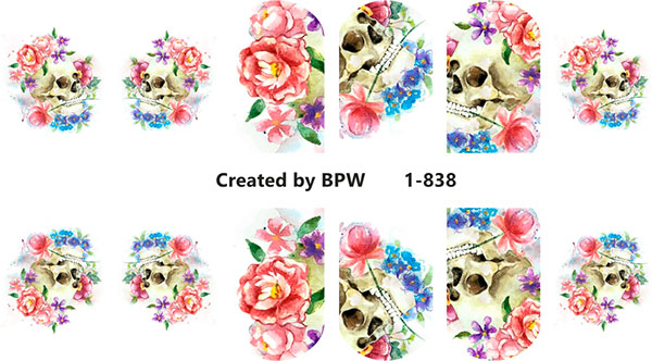 Слайдер-дизайн Череп с цветами из каталога Цветные на светлый фон в интернет-магазине BPW.style