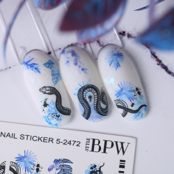 Слайдер-дизайн Змейки и голубые листья из каталога Цветные на любой фон в интернет-магазине BPW.style