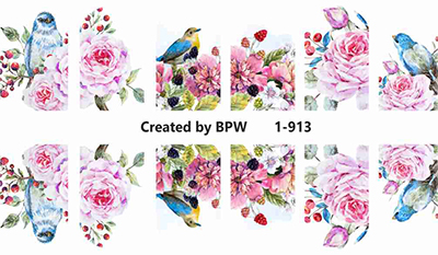 Слайдер-дизайн Цветы и птицы из каталога Цветные на светлый фон, в интернет-магазине BPW.style