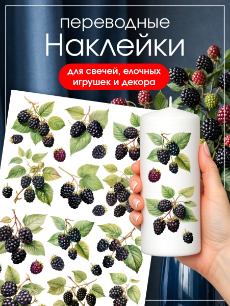 Наклейки переводные для свечей и декора Ежевика из каталога Наклейки декупажные для декора свечей, яиц, изделий из гипса в интернет-магазине BPW.style