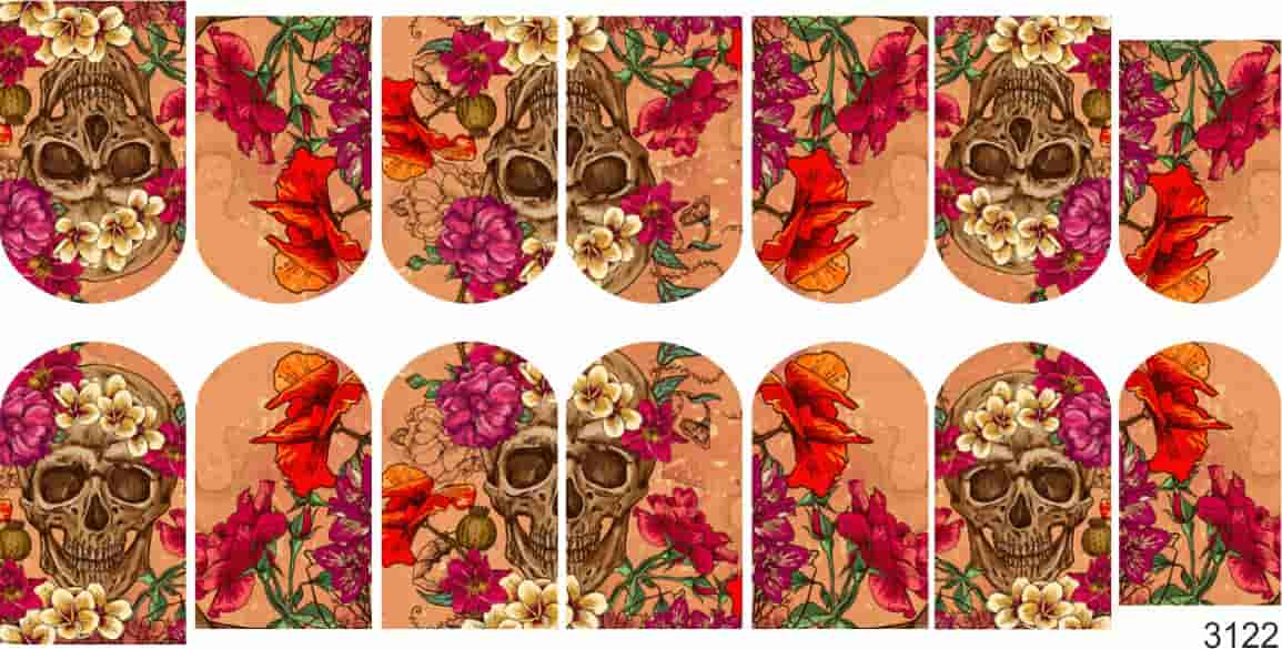 Слайдер-дизайн Череп и цветы из каталога Цветные на светлый фон в интернет-магазине BPW.style