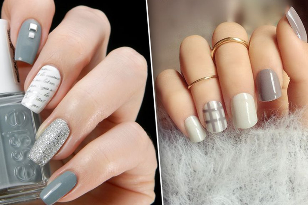 Фото темного маникюра - идеи дизайнов серого маникюра 2022 года на короткие и длинные ногти