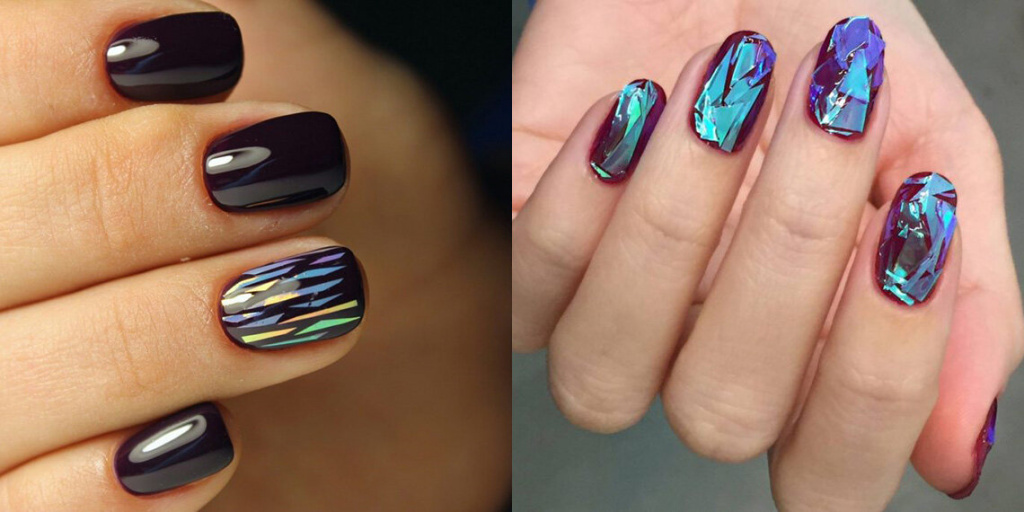 Красивый маникюр Битое стекло 2022 новинки