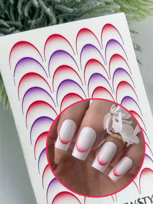 Слайдер-дизайн Цветной френч красный+лиловый 2 из каталога Цветные на любой фон, в интернет-магазине BPW.style