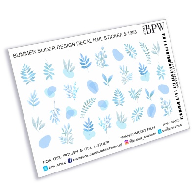 Слайдер-дизайн Голубые листья из каталога Цветные на любой фон, в интернет-магазине BPW.style