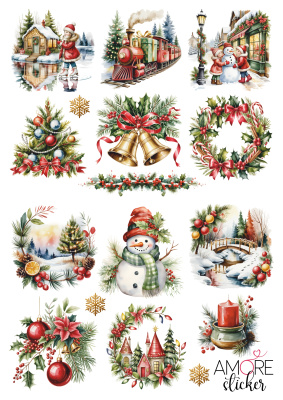 Наклейки переводные для свечей и декора Рождество из каталога Наклейки декупажные для декора свечей, яиц, изделий из гипса, в интернет-магазине BPW.style