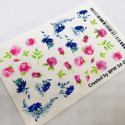 Слайдер-дизайн 3d glass Розовые и голубые цветы из каталога Новинки Весна/Лето, в интернет-магазине BPW.style