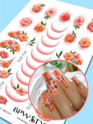 Слайдер-дизайн Цветы пионы френч из каталога Цветные на любой фон, в интернет-магазине BPW.style