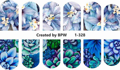 Слайдер-дизайн Голубые цветы из каталога Цветные на светлый фон, в интернет-магазине BPW.style