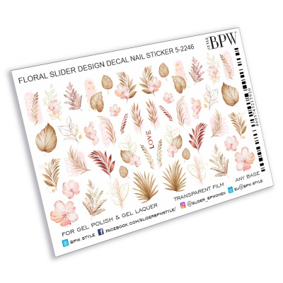 Слайдер дизайн Розовые цветы и листья из каталога Цветные на любой фон, в интернет-магазине BPW.style