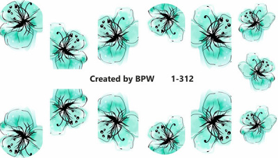 Слайдер-дизайн Бирюзовые цветы из каталога Цветные на светлый фон, в интернет-магазине BPW.style