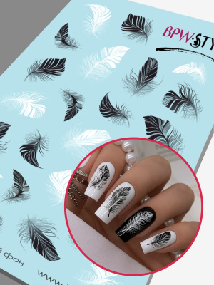 Слайдер-дизайн Перья черные и белые из каталога Цветные на любой фон, в интернет-магазине BPW.style