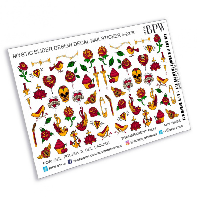 Слайдер-дизайн Черепа и розы из каталога Слайдер дизайн для ногтей, в интернет-магазине BPW.style
