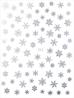 Наклейки для ногтей Серебряные снежинки 211 из каталога Наклейки для ногтей, в интернет-магазине BPW.style