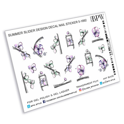 Слайдер-дизайн Акварельные цветы из каталога Слайдер дизайн для ногтей, в интернет-магазине BPW.style