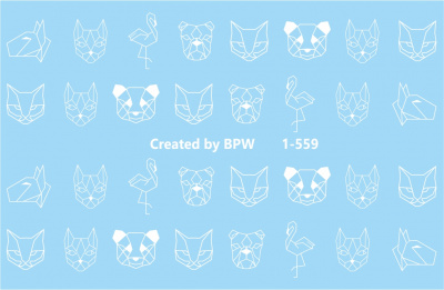 Слайдер-дизайн Белые животные геометрия из каталога Цветные на любой фон, в интернет-магазине BPW.style