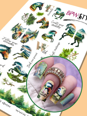 Слайдер-дизайн Лошади и цветы лето из каталога Цветные на любой фон, в интернет-магазине BPW.style