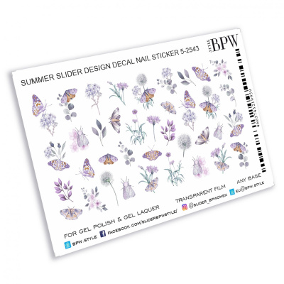 Слайдер-дизайн Лиловые бабочки и цветы из каталога Цветные на любой фон, в интернет-магазине BPW.style