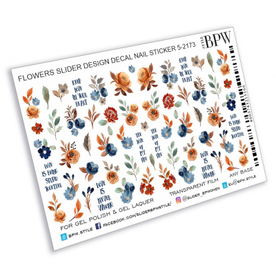 Слайдер дизайн Синие и оранжевые цветы из каталога Цветные на любой фон, в интернет-магазине BPW.style
