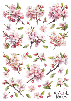 Наклейки переводные для свечей и декора Сакура из каталога Наклейки декупажные для декора свечей, яиц, изделий из гипса, в интернет-магазине BPW.style