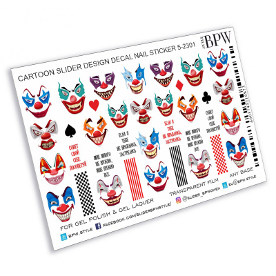 Слайдер-дизайн Злые клоуны из каталога Слайдер дизайн для ногтей, в интернет-магазине BPW.style