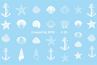 Слайдер-дизайн Белые ракушки из каталога Цветные на любой фон, в интернет-магазине BPW.style
