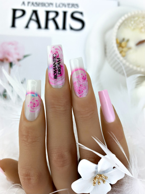 Слайдер-дизайн Цветы розы френч из каталога Цветные на любой фон, в интернет-магазине BPW.style