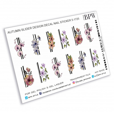 Слайдер-дизайн Осенние цветы из каталога Слайдер дизайн для ногтей, в интернет-магазине BPW.style