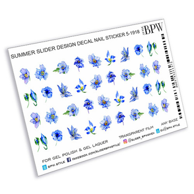 Слайдер-дизайн Голубые цветы из каталога Цветные на любой фон, в интернет-магазине BPW.style