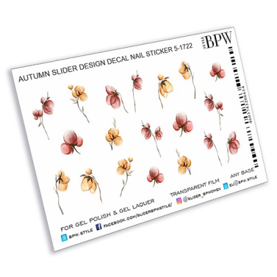 Слайдер-дизайн Осенние цветы из каталога Слайдер дизайн для ногтей, в интернет-магазине BPW.style