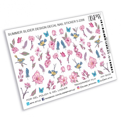 Слайдер дизайн Розовые цветы и бабочки из каталога Цветные на любой фон, в интернет-магазине BPW.style